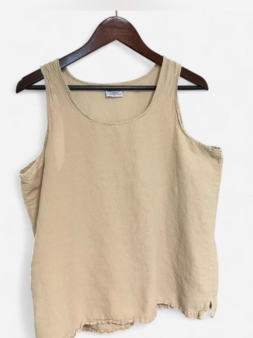90s vintage Cottonseed tan 100% cotton Scoop-Neck Tank Made in USA size L